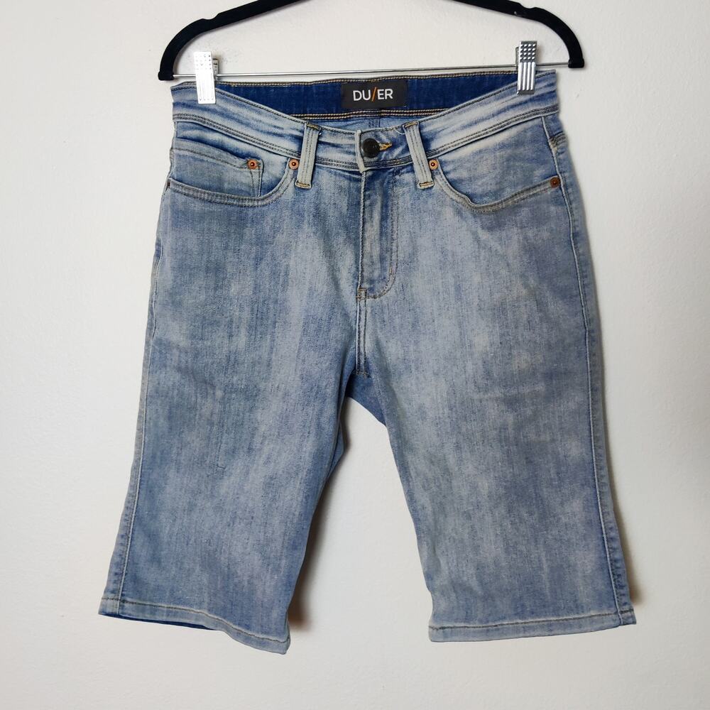 DUER L2X Slim Fit 12" Performance Denim Jean Shorts Size 29 Workwear Coolmax
